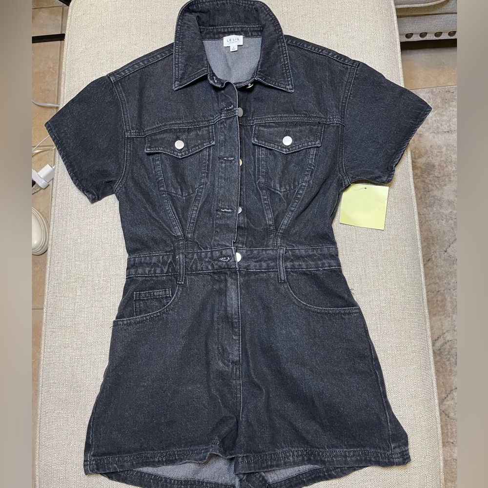 Black blue Jean romper -Size Small